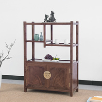 Black walnut dining side cabinet Modern simple old elm tea cabinet Solid wood wine cabinet locker small Bogu rack