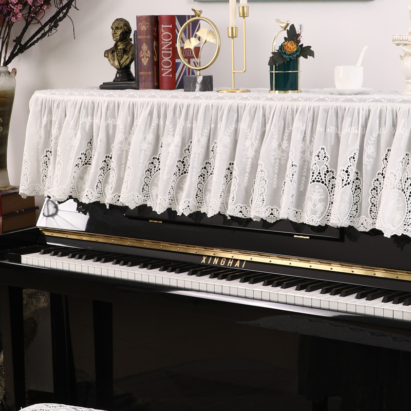 Nordic white lace piano cloth cotton piano cover half cover dust cover piano full cover modern simple