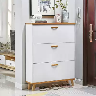 Into the door shoe cabinet home ultra-thin dump porch cabinet large capacity solid wood legs simple modern storage door outside shoe rack