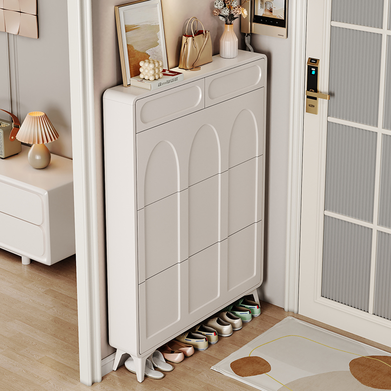 Cream Wind Ultra Slim Flipper Shoe Cabinet Home Doorway 2023 New Exploits Entrance to the family Entrance Doors SHOES RACK-TAOBAO