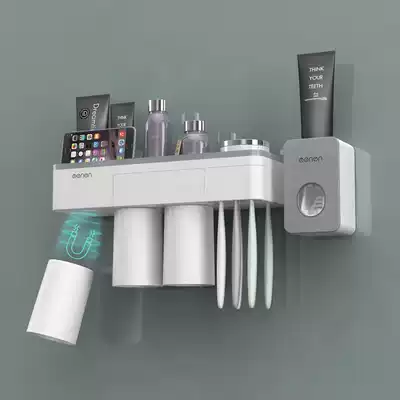 Lazy artifact Automatic toothpaste wall-mounted non-perforated cosmetic room set toothbrush holder suction wall type