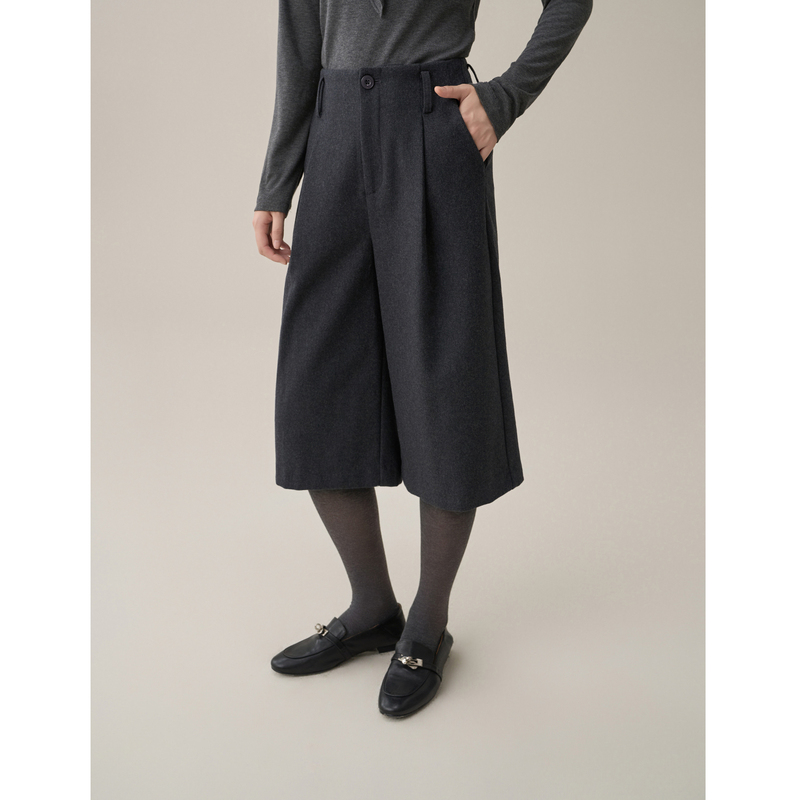 Limoonli Dark Gray Cropped Pants High-Waisted Wide-Leg Straight Pants Wool Blend Suit Pants Slimming Commuter Autumn and Winter Limoonli Dark Gray Cropped Pants High-Waisted Wide-Leg Straight Pants Wool Blend Suit Pants Slimming Commuter Autumn and Winter