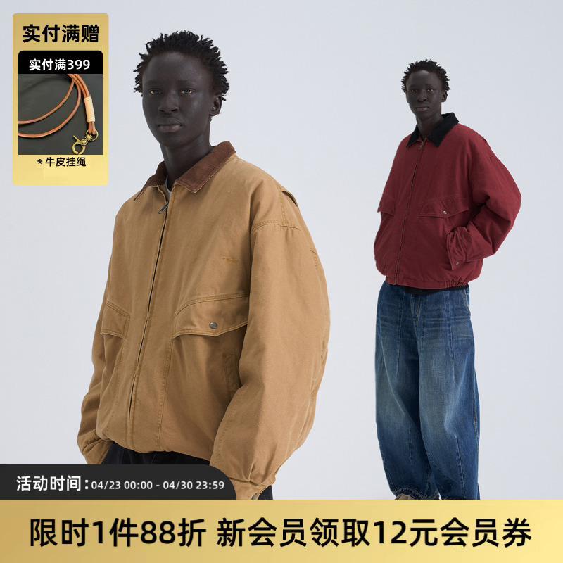 Tires「Chengli」Japanese Retro Santa Fe Cotton Jacket Workwear Washed Loose Thick Coat for Autumn and Winter
