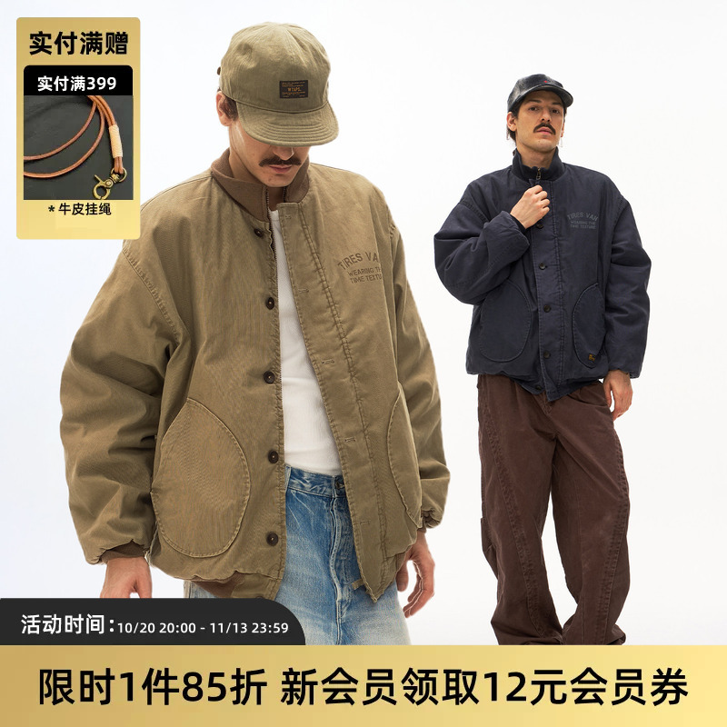 Tires 26Aw Japanese Retro Vtgn1 Deck Cotton Jacket Washed and Distressed Loose Warm Workwear Jacket