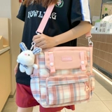 Комплект, ранец, сумка через плечо для школьников, свежий вместительный и большой рюкзак, для средней школы