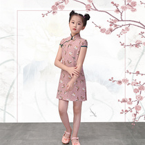 Girls cheongsam summer thin Tang suit cotton vintage Chinese baby Hanfu dress foreign-style princess dress