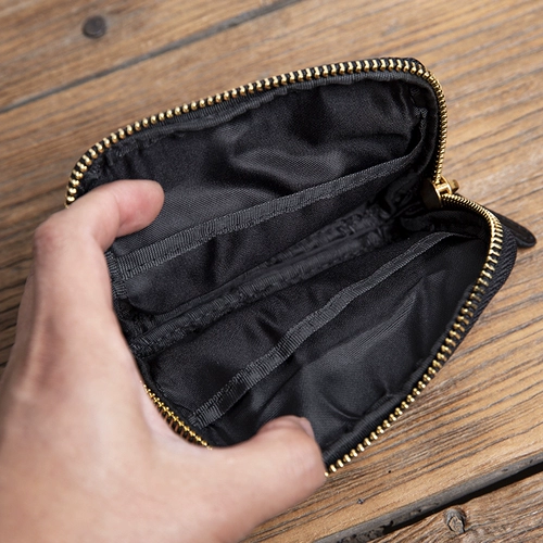 Короткий бумажник, кожаный кошелек с молнией, ключница, ультратонкая маленькая сумка клатч, картхолдер, из натуральной кожи