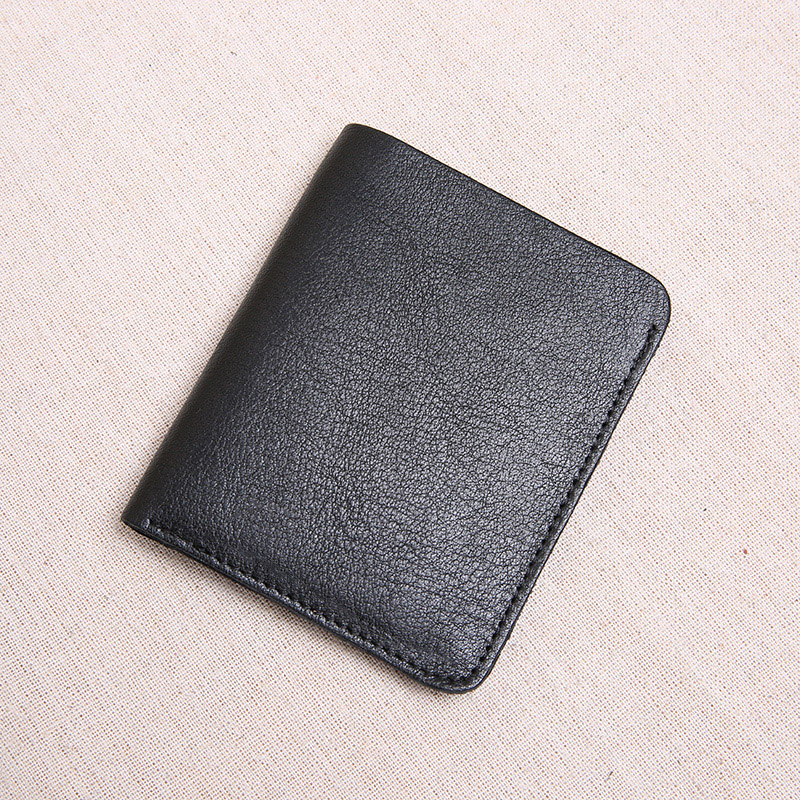 Wallet men's short leather top layer leather ultra-thin mini wallet men's vertical student handmade wallet soft leather
