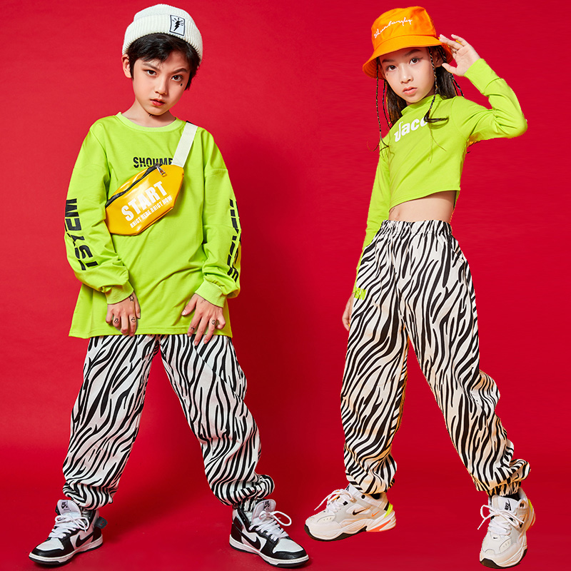 Street dance trendy clothes boys handsome hip-hop loose sweater girls jazz dance practice suits New Year's Day children's performance clothes