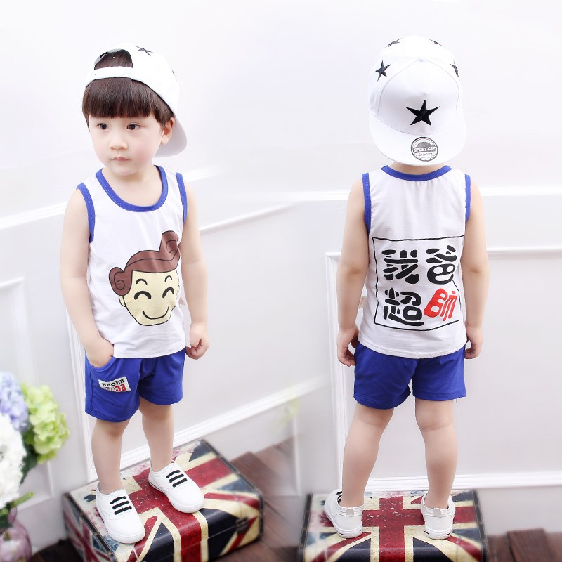 chàng trai mới childrens quần áo mùa hè trẻ em ngắn tay thiết ngụy trang bé quần áo 0-1-2-3-4 tuổi vest hai mảnh.