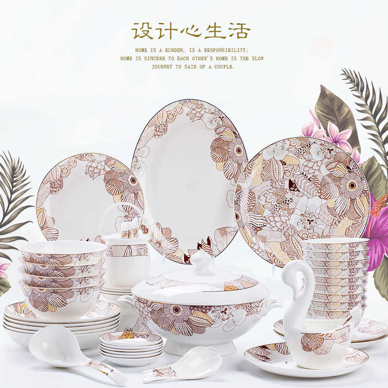 Moen Joe ipads porcelain tableware suit creative high - grade American dishes chopsticks at jingdezhen ceramics dishes home