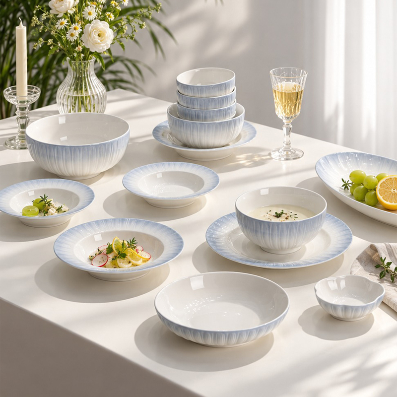 Underglaze Color Bowl and Plate Set for Home Use, New Light Luxury High-Value Ceramic Tableware Set, Bowl and Plate Housewarming Gift Underglaze Color Bowl and Plate Set for Home Use, New Light Luxury High-Value Ceramic Tableware Set, Bowl and Plate Housewarming Gift