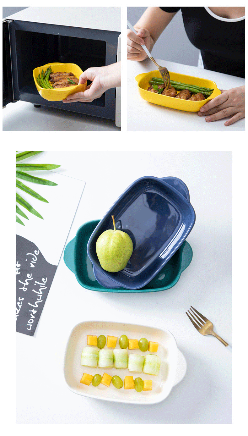 Cheese baked FanPan microwave baking pan ceramic western - style food oven dedicated plate plate household ears roast dishes