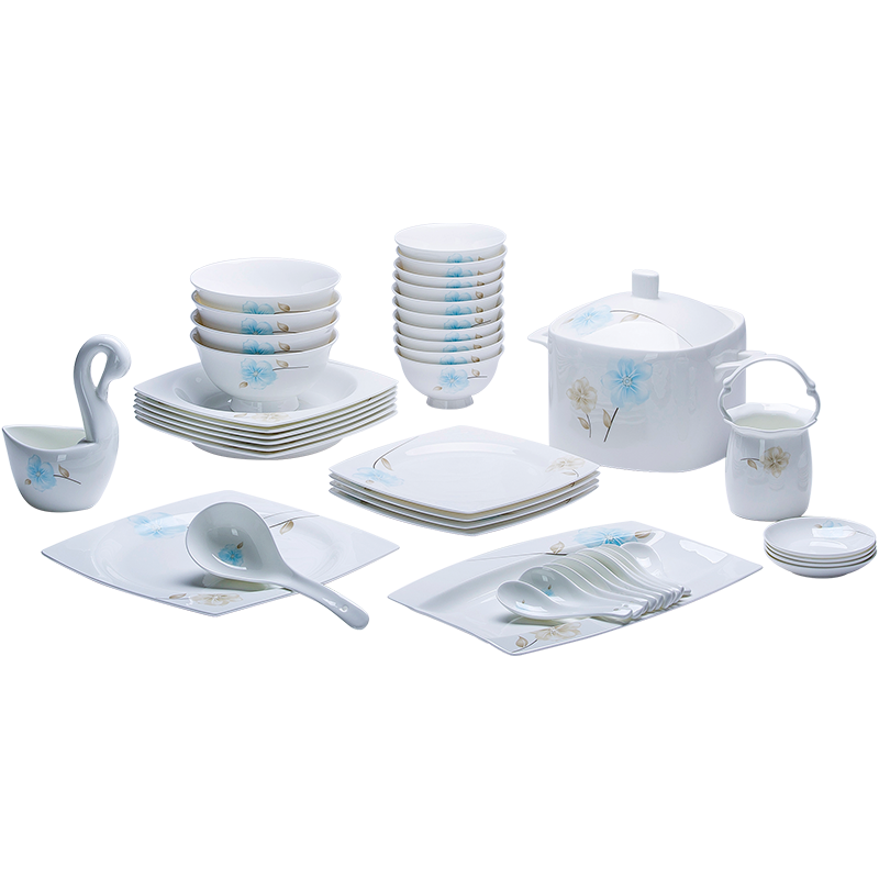 Jingdezhen ceramic bowl high rainbow such as bowl dish dish dish fish bowl suit household adult ideas for dinner