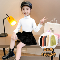 Girls bottoming shirt Autumn and winter Western style all-match high neck inner match childrens German velvet double-sided heating white thickened top