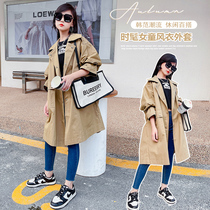 Girls windcoat jacket Inn Wind medium long paragraph 2022 new ocean gas net red girl card in its color CUHK Scout Spring and Autumn
