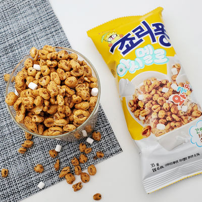 Korean imported CROWN Kilian Cotton Candy Wheat Grains 35g per bag, coarse grain snack food puffed sweet popcorn