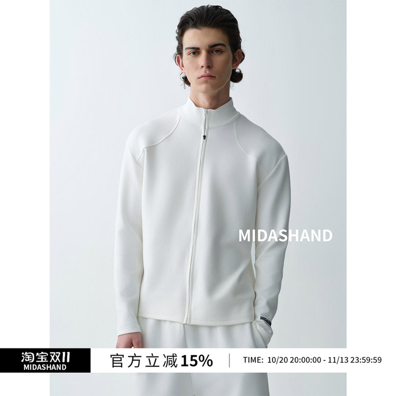 Midashand 26Aw Zipper Knit Cardigan Men's Stand Collar Jacket Outdoor Slim Fit Inner Layer Long Sleeve Men