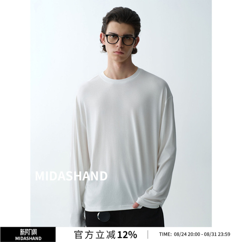 Midashand26Ss Acetate Tencel Blend Relaxed Fit Round Neck Sunscreen Cover-Up Long-Sleeve T-Shirt Summer Midashand26Ss Acetate Tencel Blend Relaxed Fit Round Neck Sunscreen Cover-Up Long-Sleeve T-Shirt Summer