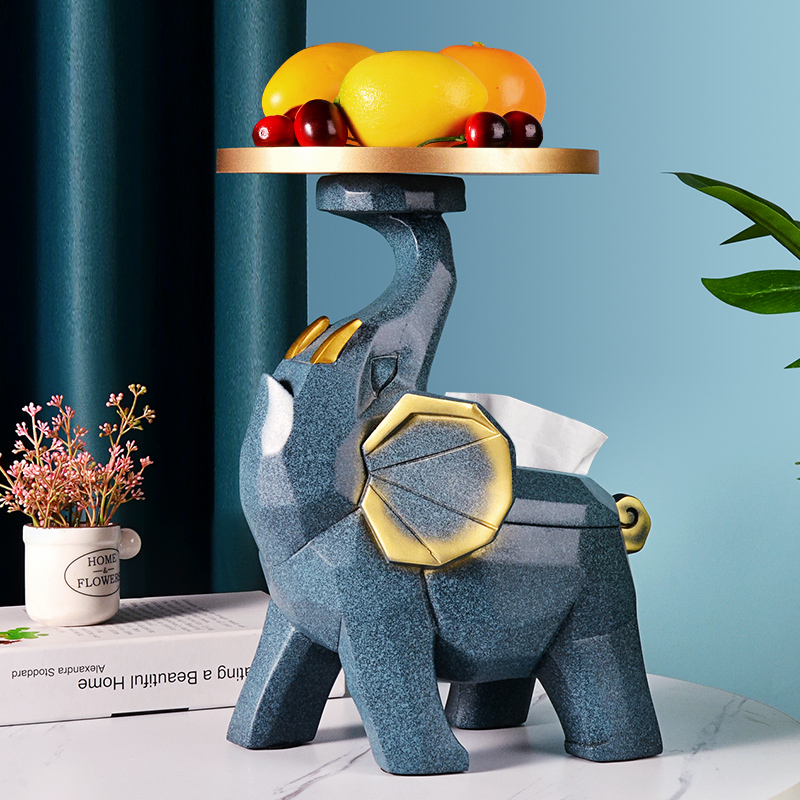 Creative lucky elephant Multi-function tissue box Nordic decoration Light luxury paper box storage tray Living room small coffee table