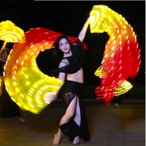 LED professional luminous fan dance special luminous fan belly dance performance luminous prop luminous fan real silk