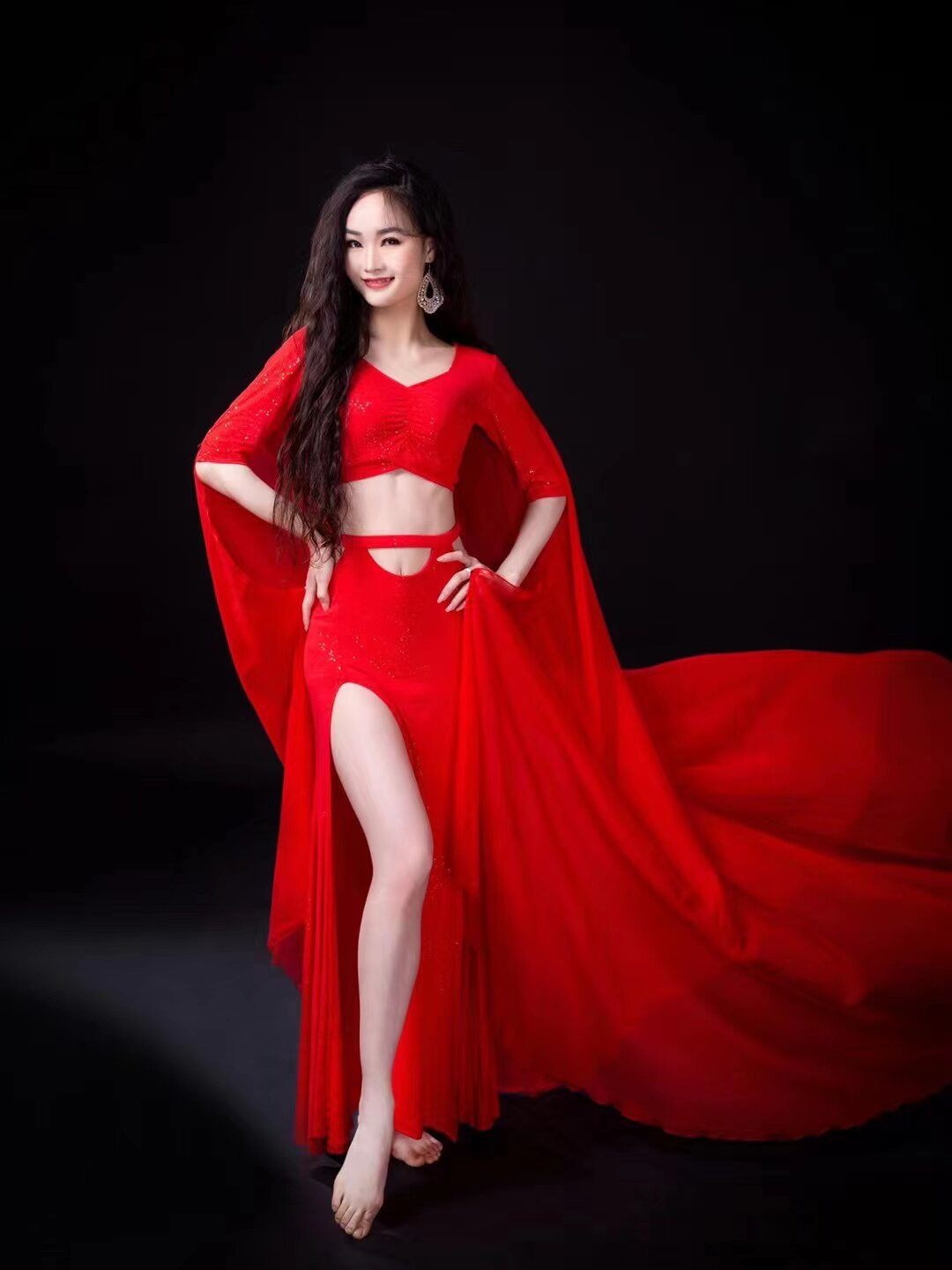 Belly Leather Dance 2022 New Suit Women Practice Modale Oriental Dance Beginners Spring Summer Floats Long Dress