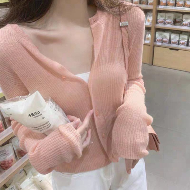 Summer new ice silk cardigan jacket women's loose outerwear autumn all-match soft waxy knitted long-sleeved top sunscreen shirt - Taobao