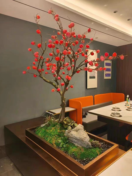New Year Persimmon Tree, Wish Tree, Artificial Tree for Landscaping, Indoor and Outdoor Decoration, Zen-Style New Chinese-Style Floor-Standing Clubhouse Fake Fruit Tree