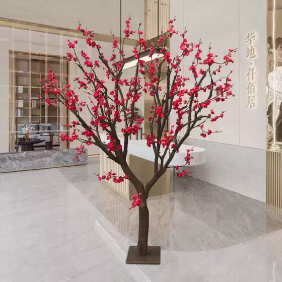 Artificial Plum Blossom Tree, Wax Plum Tree, Indoor Decoration, Large Tree, Peach Blossom Tree, Wish Tree, Floor-Standing Landscaping
