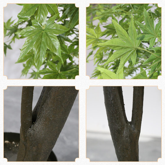 Artificial Green Maple Tree Japanese-Style Garden Maple Fake Tree Large Indoor Landscaping Zen Wabi-Sabi Style Dry Landscape Feature