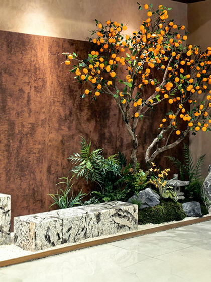 Simulated Fruit Trees, Large Fake Orange Trees, Indoor and Outdoor Decorative Landscape Floor-Standing Ornaments, New Year's Wishing Tree Landscaping