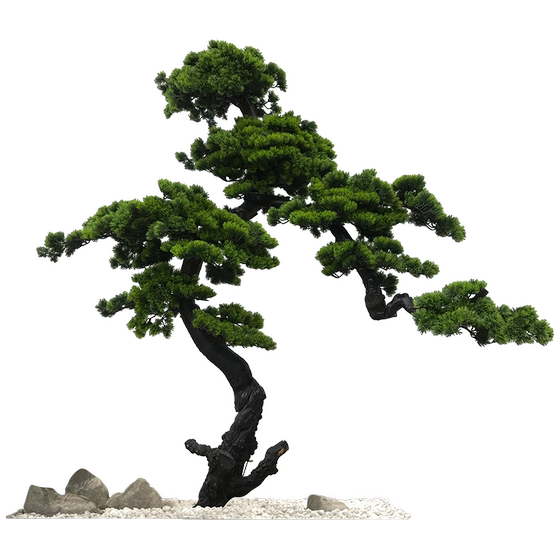 Artificial Welcoming Pine Tree in New Chinese Style, Floor-Standing Ornament for Entrance and Courtyard, Pine Tree and Arborvitae Design, Landscape-Style Solid Wood Fake Tree