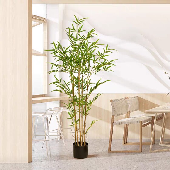 Artificial Bamboo Decoration for Landscaping, Fake Bamboo, Artificial Plant Potted Plants, Indoor Zen-Style Green Plants, Bamboo Partition Wall