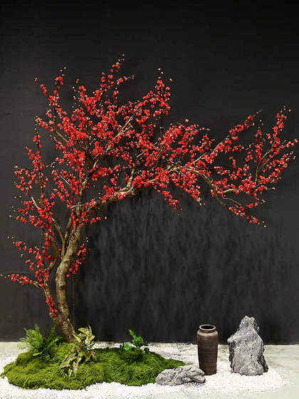 Artificial Plum Blossom Tree, Peach Blossom Tree, Large Decorative Tree, Simulated Green Plant, Window Display, Hotel Landscaping, Landscape Wishing Tree, Fake Tree