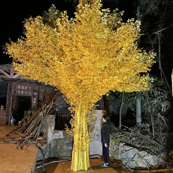Artificial Golden Banyan Tree, Money Tree, Golden Tree, Large Shopping Mall Hotel New Year's Wish Tree