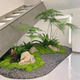 Simulated green plant landscaping combination, indoor landscape plant placement, fake flowers, floor-to-ceiling windows, high-end decoration shopping mall