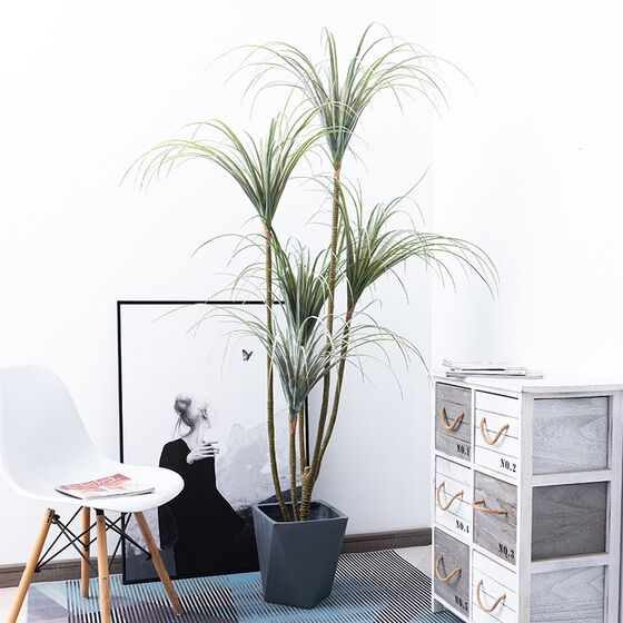 Large Artificial Green Plant Dragon Blood Tree Nordic Imitation Bonsai Decorative Plant Millennium Wood Living Room Floor-Standing Fake Potted Plant