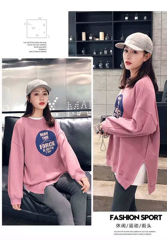 Quần áo bà bầu mùa thu đông Quần áo phiên bản Hàn Quốc của áo len dài áo len mỏng cotton đáy áo sơ mi - Áo thai sản