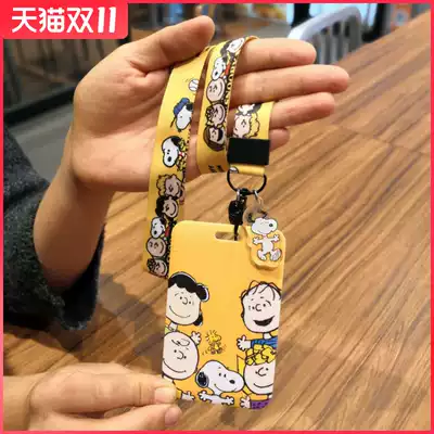 Bus card case hanging bag certificate lanyard female creative key card set student bus cartoon access control card set