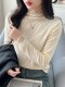 Fleece-Lined Lace Base Shirt for Women, Autumn and Winter New Style, Elegant Mesh Inner Layer, Half-High Collar Top with Ruffled Edges