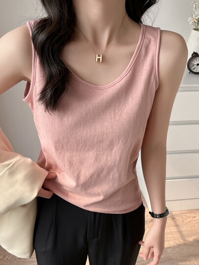 Women's Camisole for Spring and Summer, Versatile, Loose, Lazy Style, Covers the Body, Can Be Worn as Outerwear or as a Base Layer, Sleeveless Top