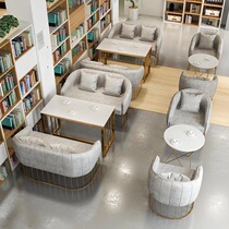 Card seat sofa table and chair combination milk tea shop dessert shop rest area coffee shop sofa simple casual double sofa