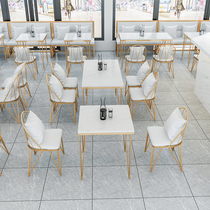 Net red milk tea shop table and chair combination Cafe dessert shop dining table and chair simple leisure double deck sofa