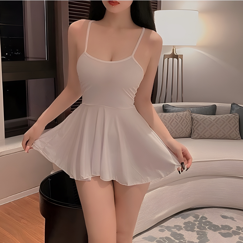 Sexy and Pure Nightgown with Straps, Girly and Hot, Summer Pajamas, Thin and Cute, Internet Celebrity Style, Ultra-Short Skirt, Plus Size