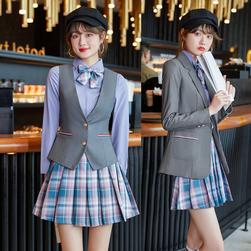 College Wind Suit Women's Spring Autumn Temperament Student School Uniform Jk Uniform Suit Three Sets Kindergarten Teacher Work Clothes