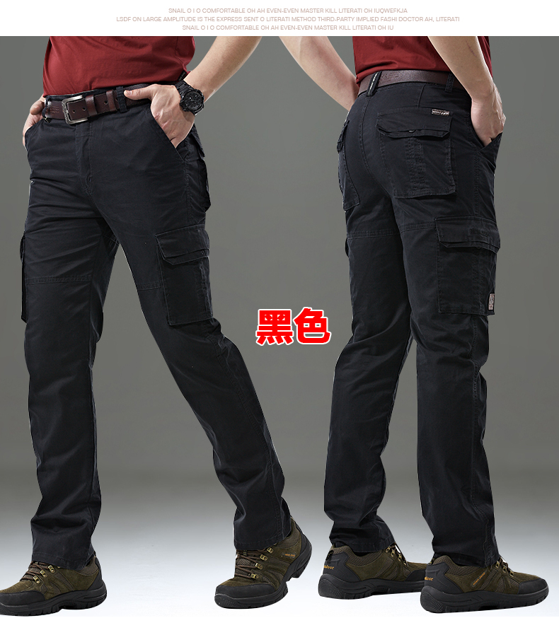 Xe jeep che chắn mùa thu dày quần ngoài trời quần nam nhiều túi quần nam quần yếm cotton lỏng quân đội quần xanh nam đồ nam đẹp