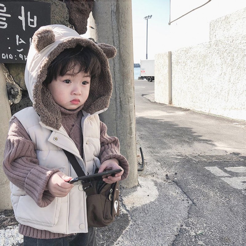 Baby Hooded Vest Children's Cotton Vest Winter Boy 2021 Korean Version Down Girl Outer Wearing Warm Jacket