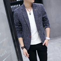 Mens casual suit slim spring and autumn small suit mens youth dark pattern Korean handsome one-piece coat coat tide