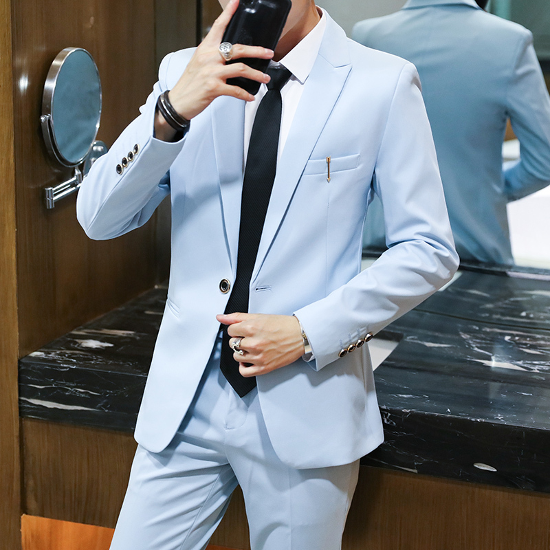 Men's Suit, Business Formal Wear, Groom's Wedding Dress, Summer Slim Fit Host's Men's Suit, Three-Piece Suit
