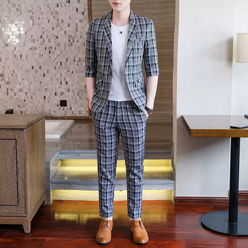 Летний пиджак классического кроя, нарукавники, комплект, облегающий крой, в корейском стиле, короткий рукав